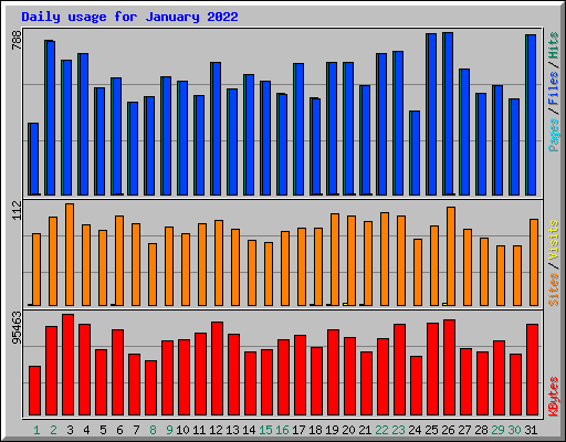 Daily usage for January 2022