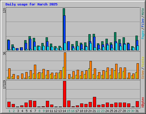 Daily usage for March 2025