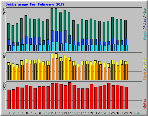 Daily usage for February 2019