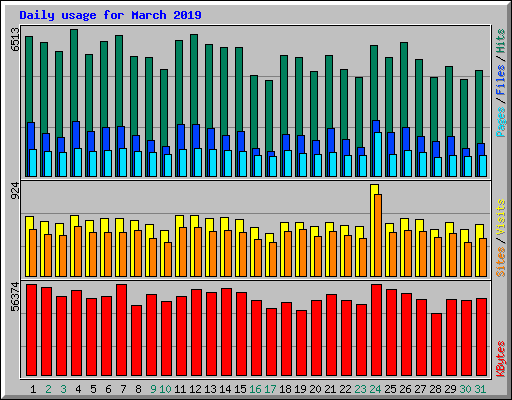 Daily usage for March 2019