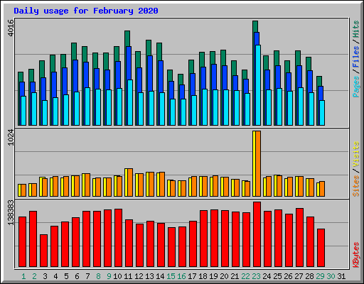 Daily usage for February 2020
