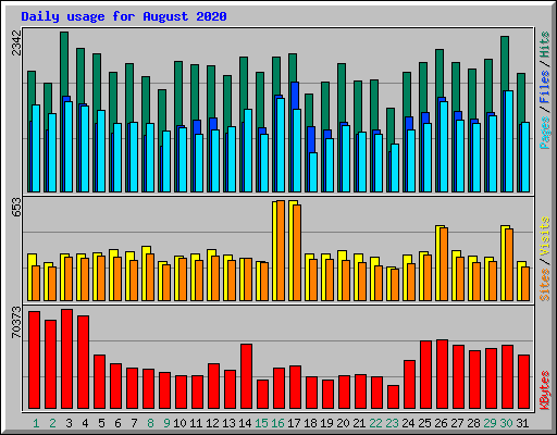 Daily usage for August 2020
