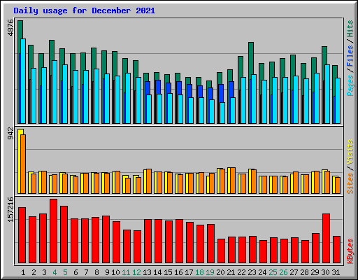 Daily usage for December 2021