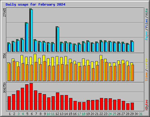 Daily usage for February 2024