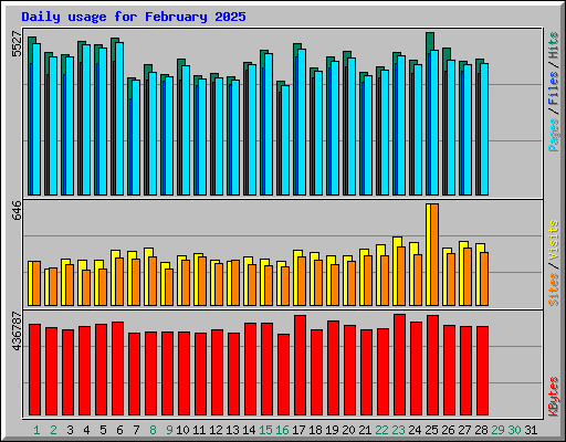 Daily usage for February 2025