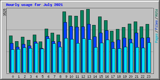 Hourly usage for July 2021