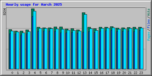 Hourly usage for March 2025
